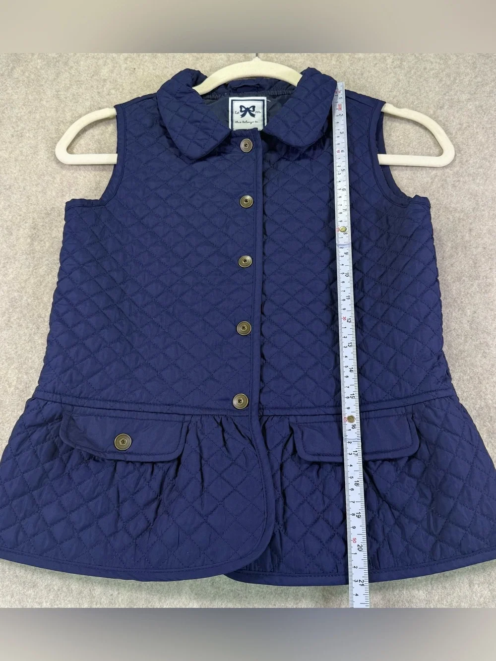 Gymboree Girls' Quilted Navy Vest with Button Front EUC Size Large
